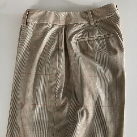 Anne Klein Vintage Check Pants in Polyester/Rayon Blend Tan, White, Orange Sz 8 - Picture 4 of 14